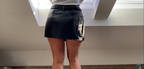  secretary in leather skirt kneels for boss - business-bitch